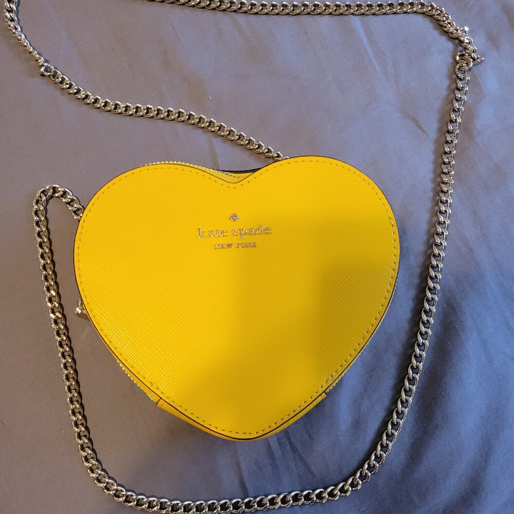NEW KATE SPADE Loveshack yellow chain heart crossbody mango ice